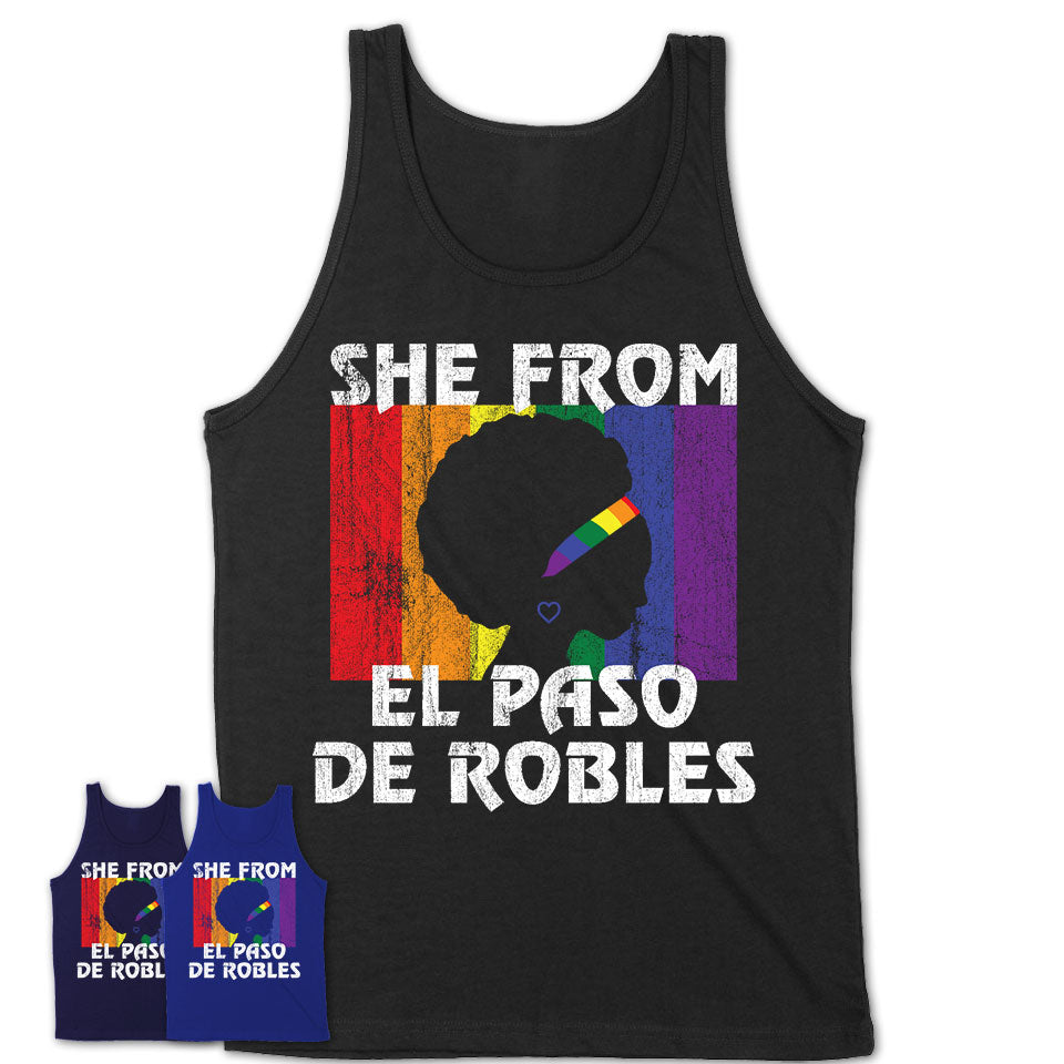 Black Girl She From El Paso de Robles California Shirt LGBT Pride Gift
