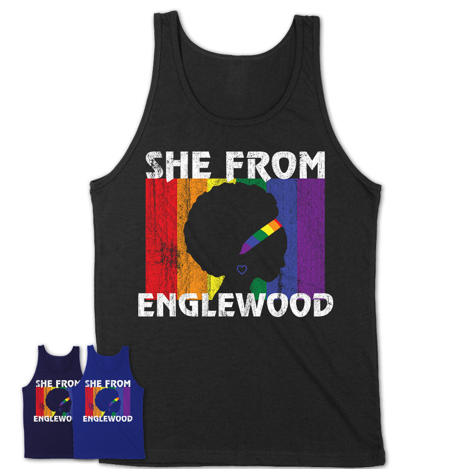 Black Girl She From Englewood Colorado Shirt LGBT Pride Gift