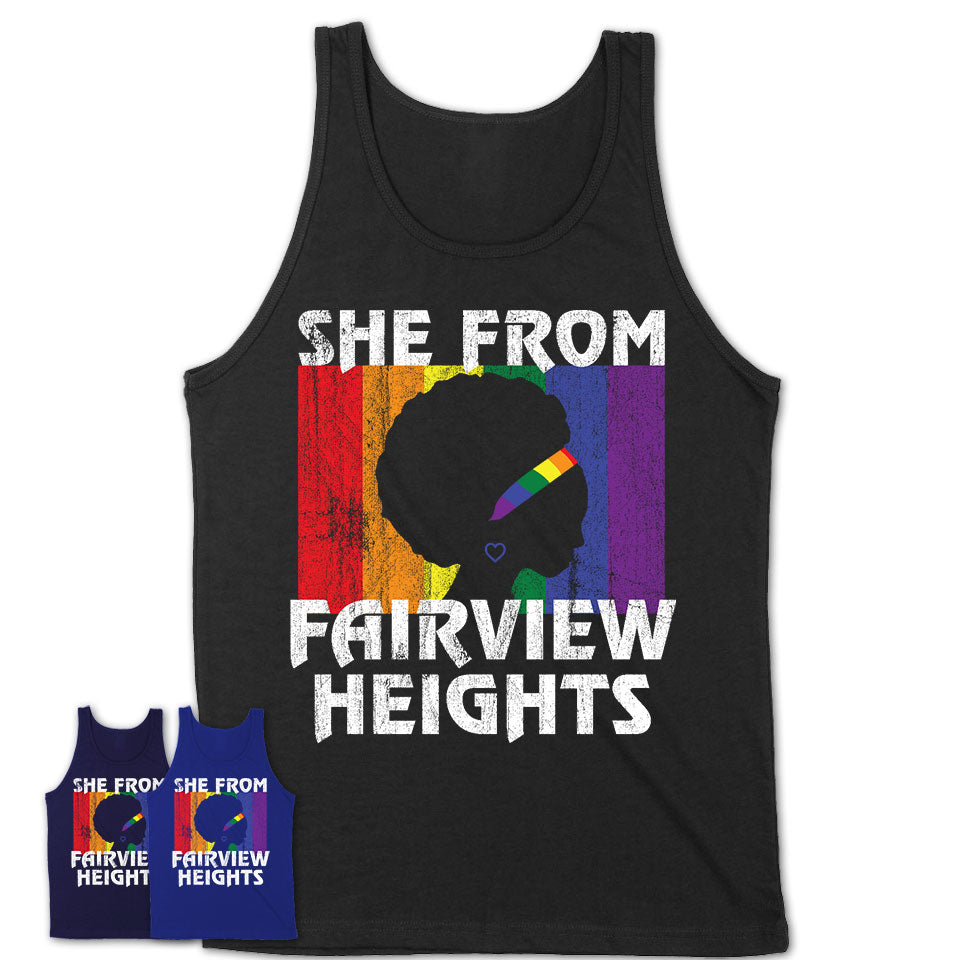 Black Girl She From Fairview Heights Illinois Shirt LGBT Pride Gift