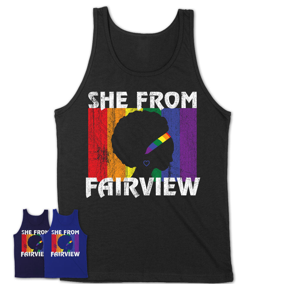Black Girl She From Fairview New Jersey Shirt LGBT Pride Gift