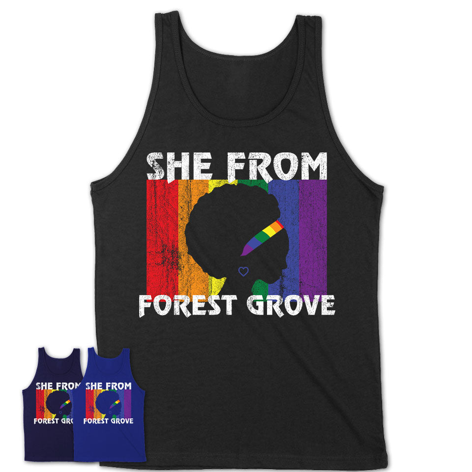 Black Girl She From Forest Grove Oregon Shirt LGBT Pride Gift