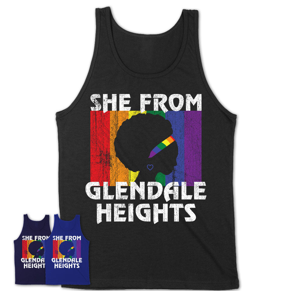Black Girl She From Glendale Heights Illinois Shirt LGBT Pride Gift