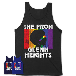 Black Girl She From Glenn Heights Texas Shirt LGBT Pride Gift
