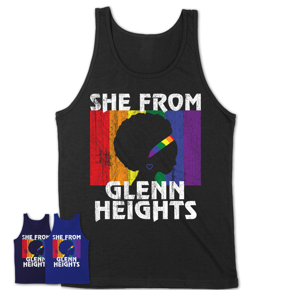 Black Girl She From Glenn Heights Texas Shirt LGBT Pride Gift
