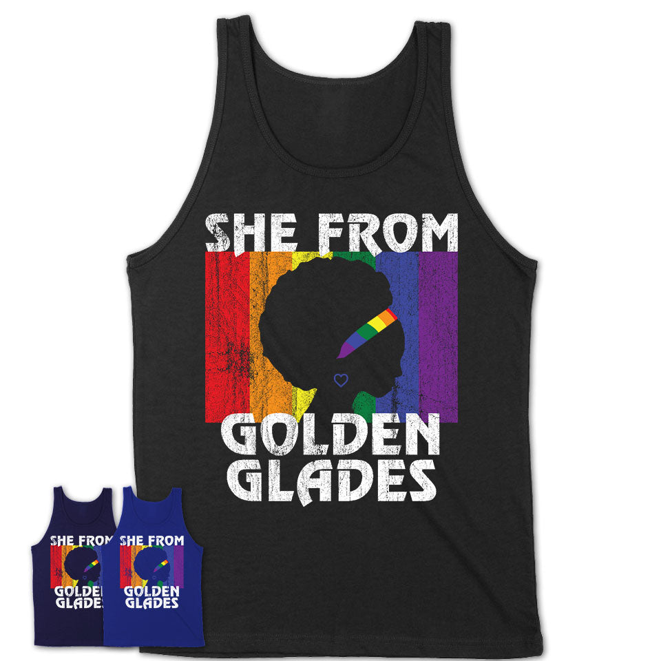 Black Girl She From Golden Glades Florida Shirt LGBT Pride Gift