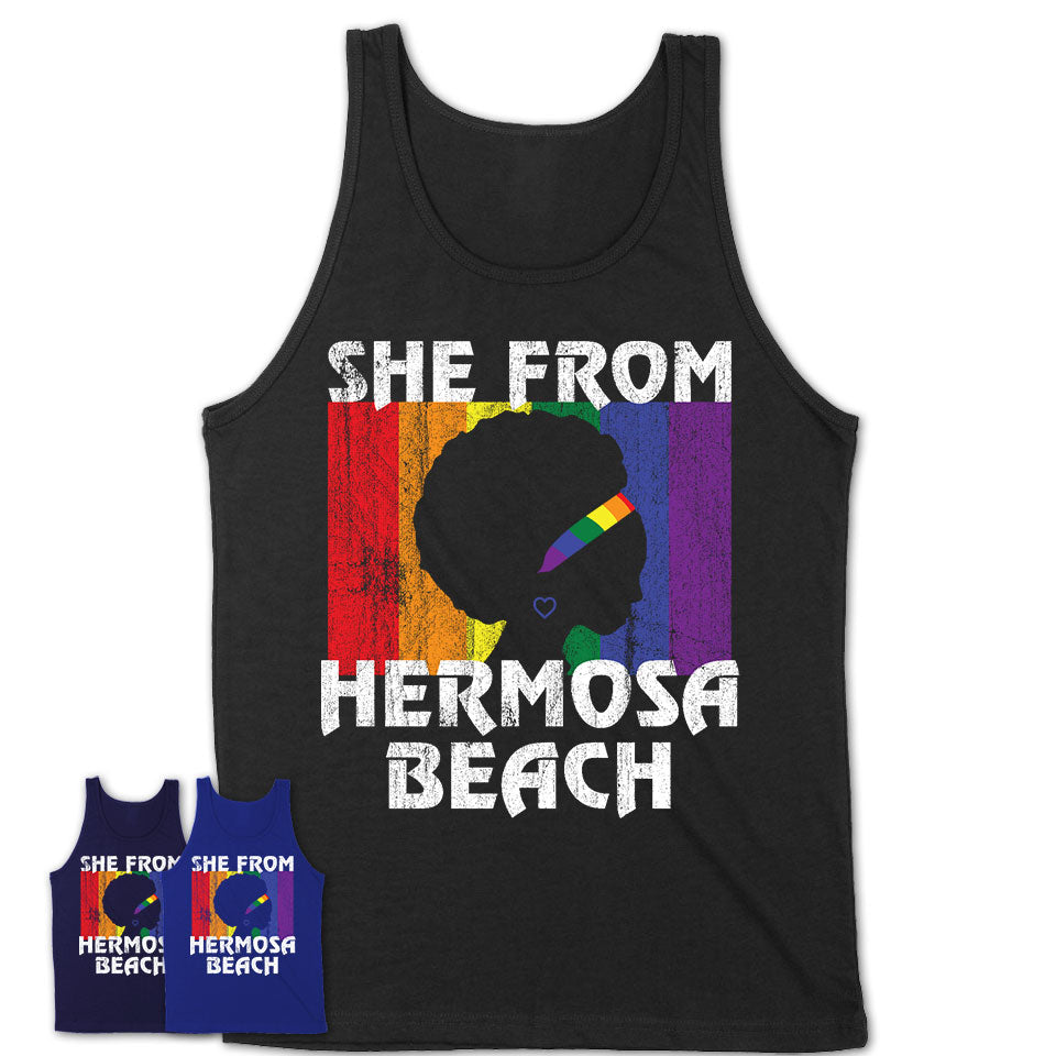 Black Girl She From Hermosa Beach California Shirt LGBT Pride Gift