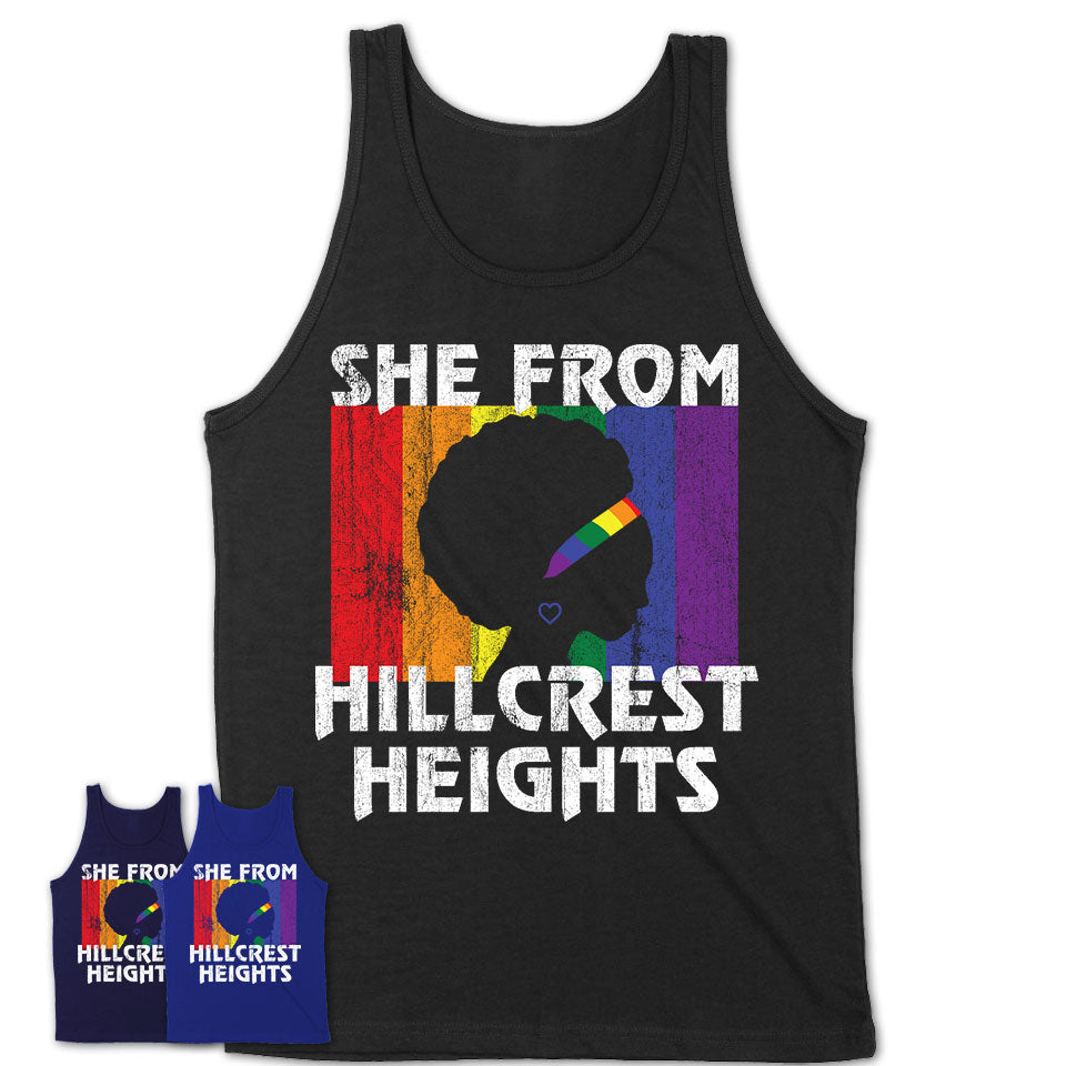 Black Girl She From Hillcrest Heights Maryland Shirt LGBT Pride Gift