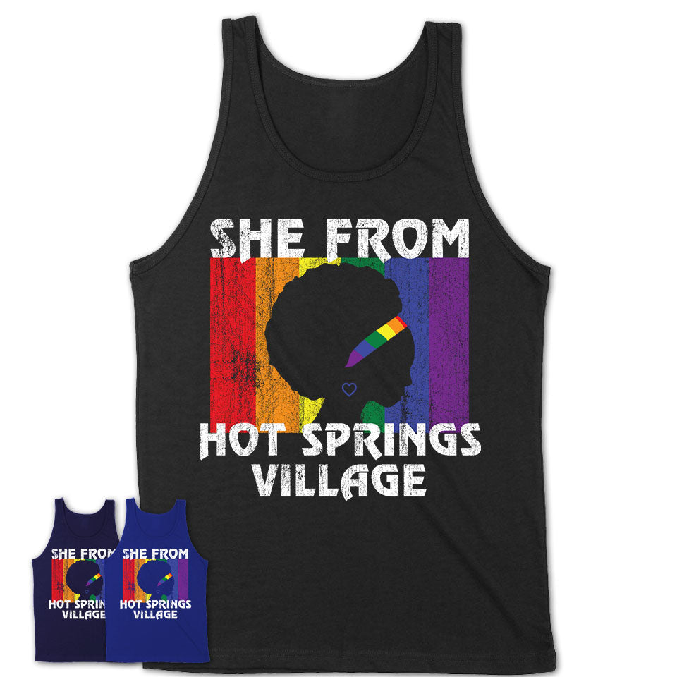 Black Girl She From Hot Springs Village Arkansas Shirt LGBT Pride Gift