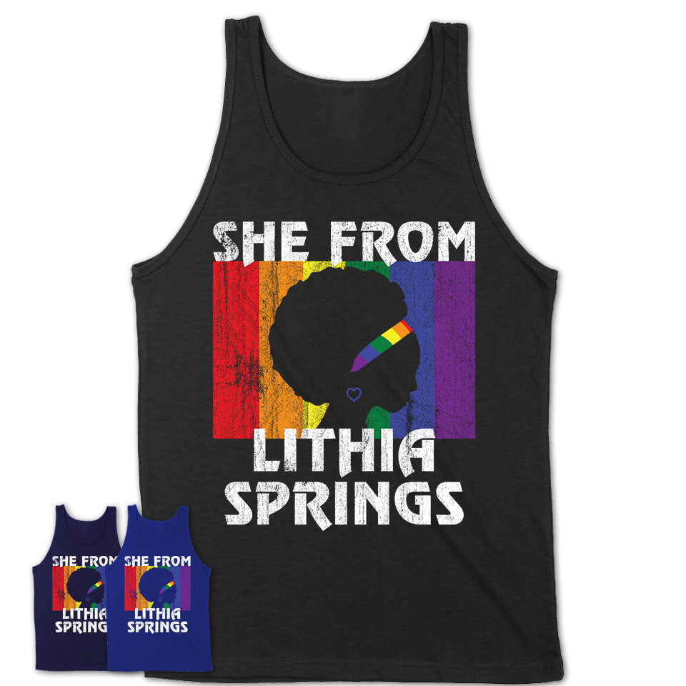 Black Girl She From Lithia Springs Georgia Shirt LGBT Pride Gift