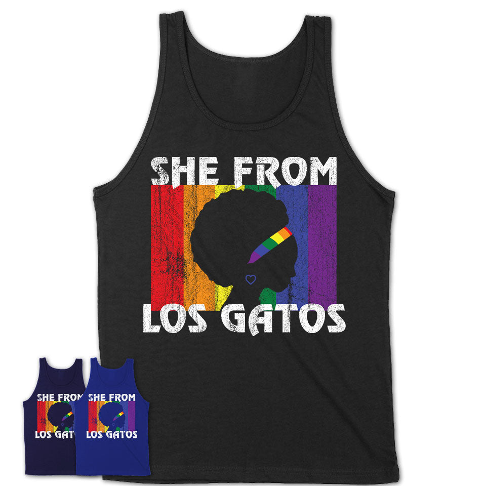 Black Girl She From Los Gatos California Shirt LGBT Pride Gift