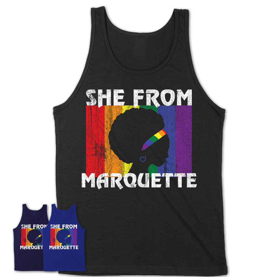 Black Girl She From Marquette Michigan Shirt LGBT Pride Gift