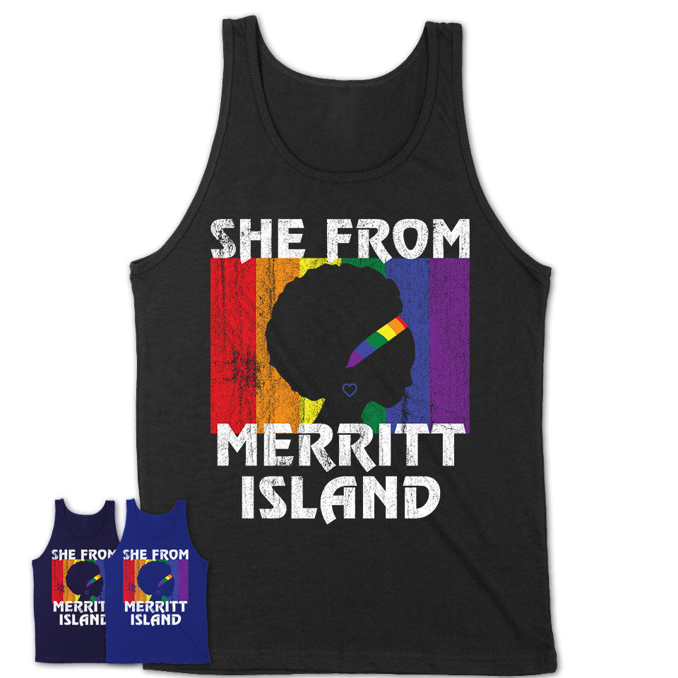 Black Girl She From Merritt Island Florida Shirt LGBT Pride Gift