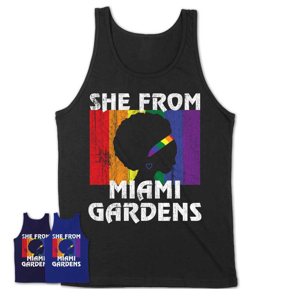 Black Girl She From Miami Gardens Florida Shirt LGBT Pride Gift