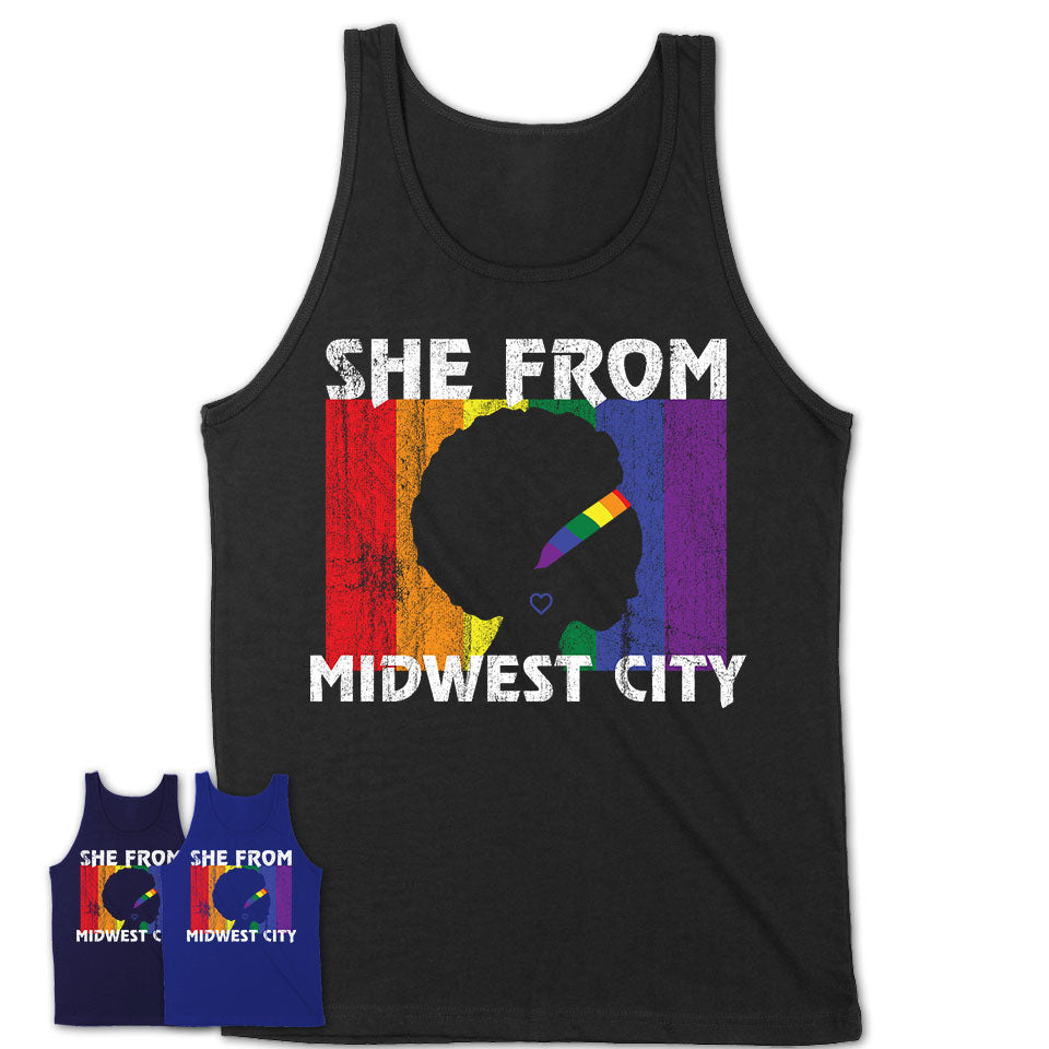 Black Girl She From Midwest City Oklahoma Shirt LGBT Pride Gift