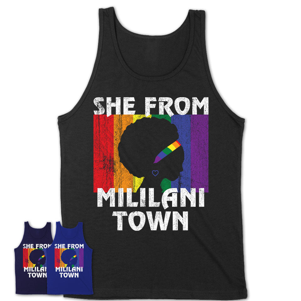 Black Girl She From Mililani Town Hawaii Shirt LGBT Pride Gift