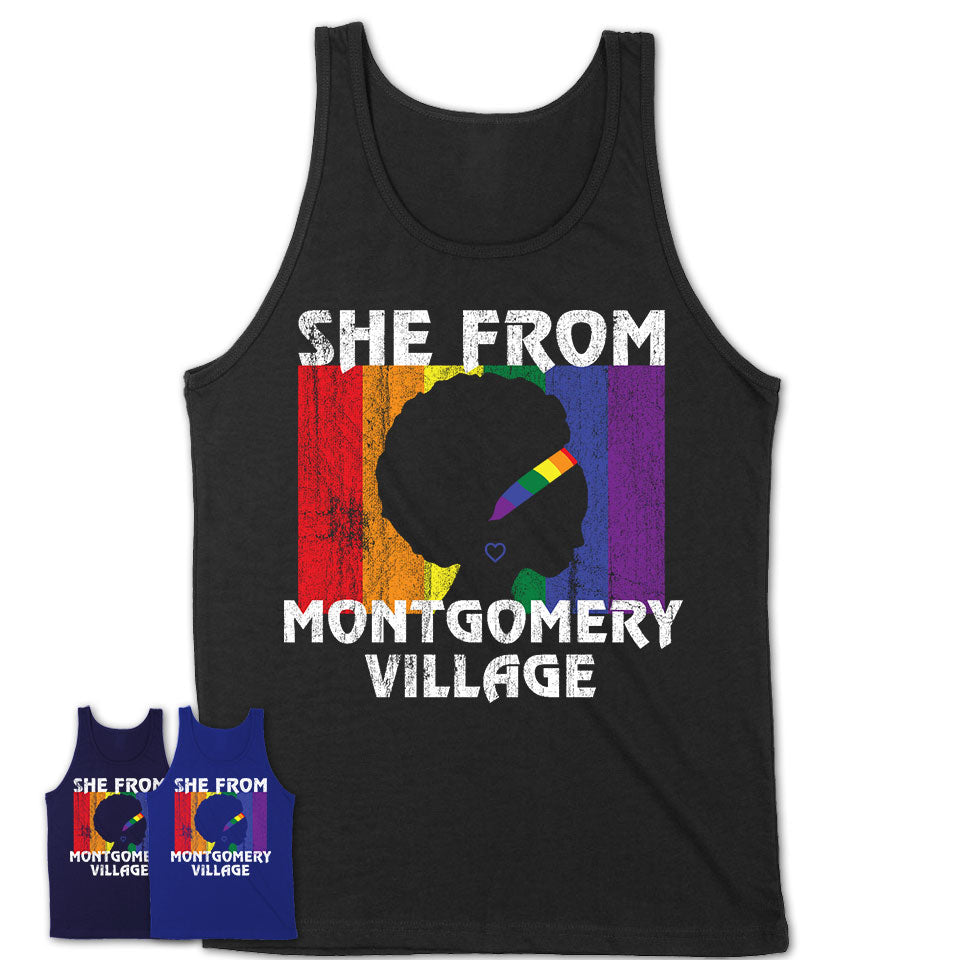 Black Girl She From Montgomery Village Maryland Shirt LGBT Pride Gift