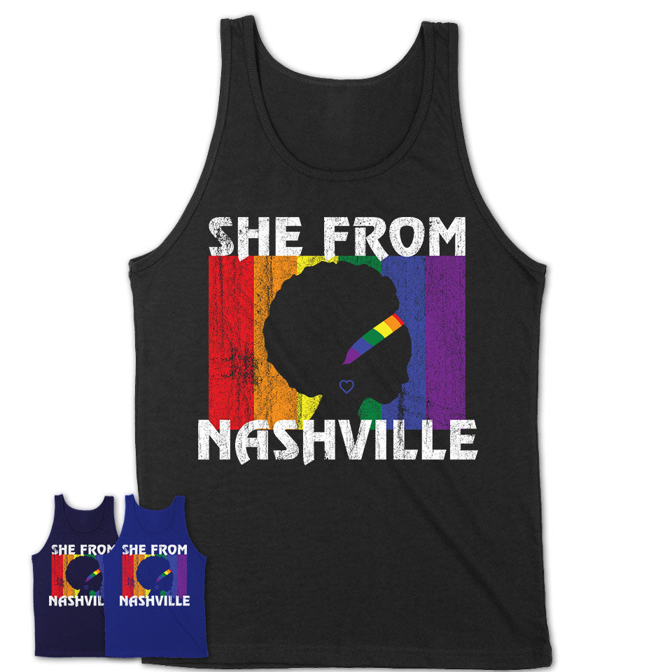 Black Girl She From Nashville Tennessee Shirt LGBT Pride Gift