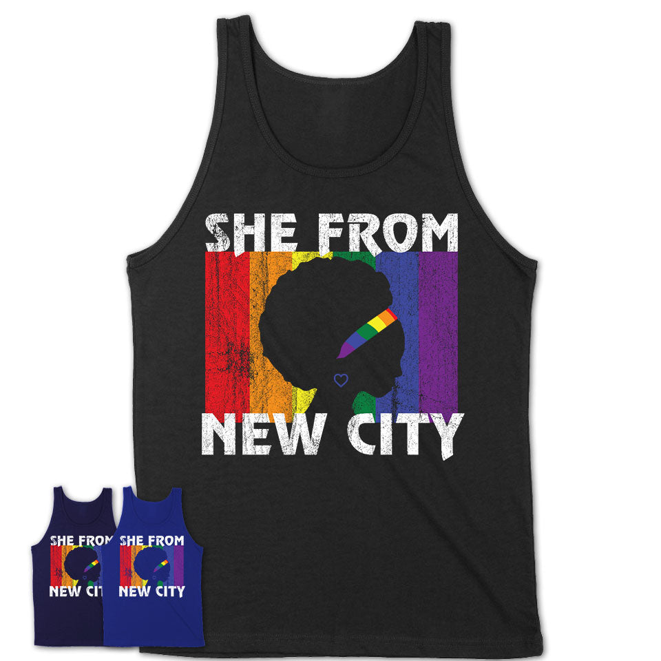 Black Girl She From New City New York Shirt LGBT Pride Gift