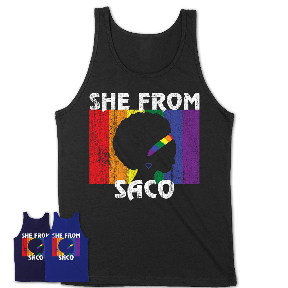 Black Girl She From Saco Maine Shirt LGBT Pride Gift