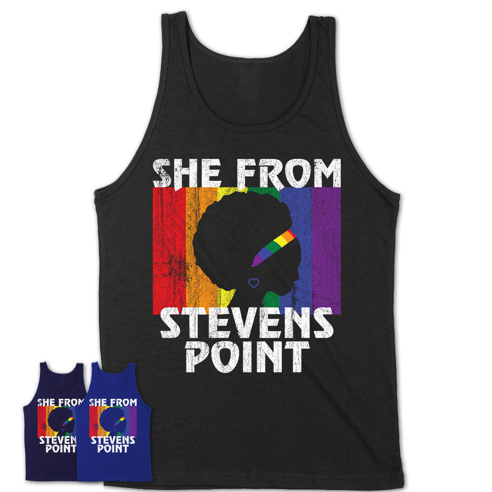 Black Girl She From Stevens Point Wisconsin Shirt LGBT Pride Gift
