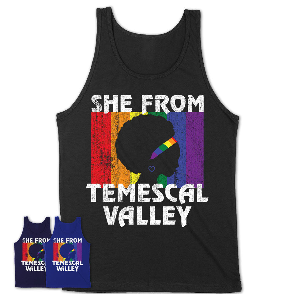 Black Girl She From Temescal Valley California Shirt LGBT Pride Gift