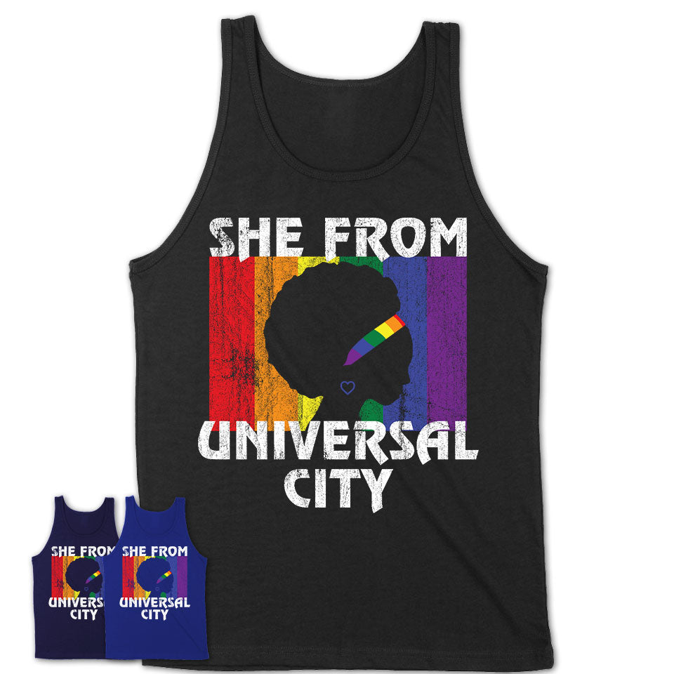 Black Girl She From Universal City Texas Shirt LGBT Pride Gift