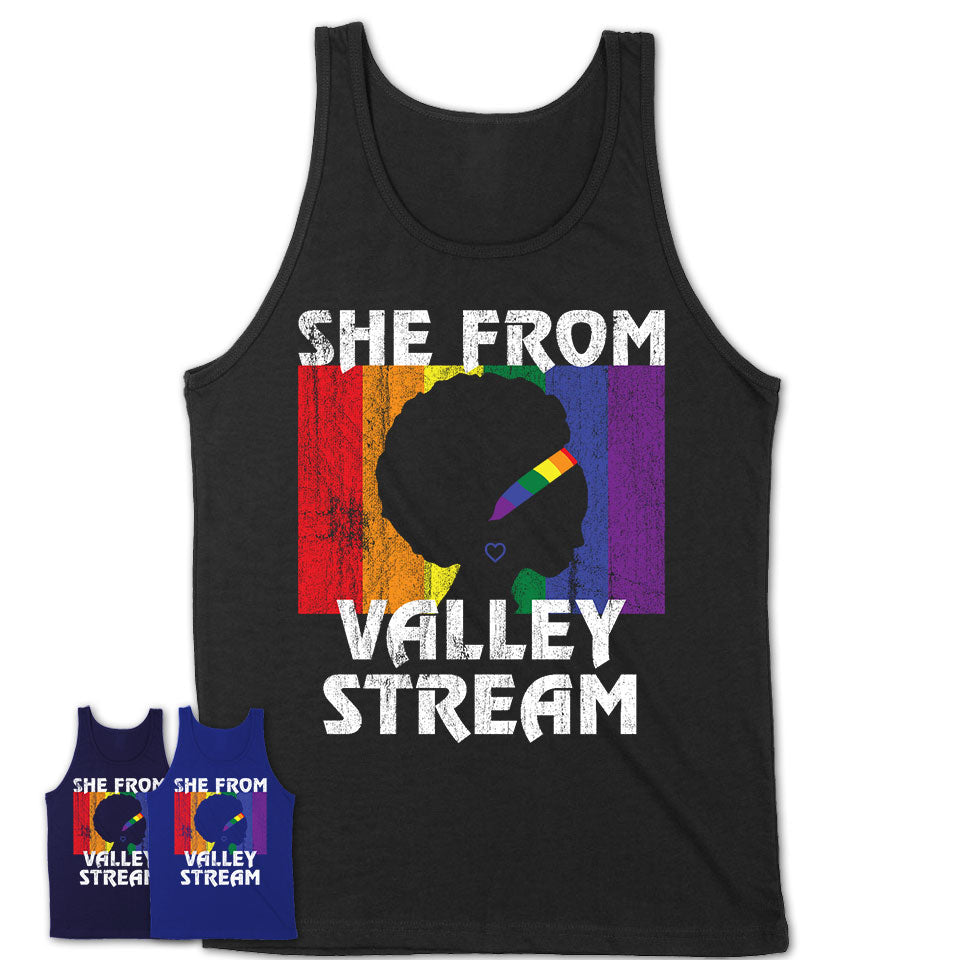 Black Girl She From Valley Stream New York Shirt LGBT Pride Gift