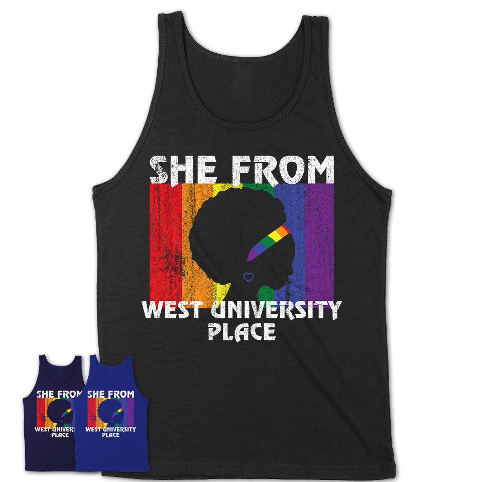 Black Girl She From West University Place Texas Shirt LGBT Pride Gift
