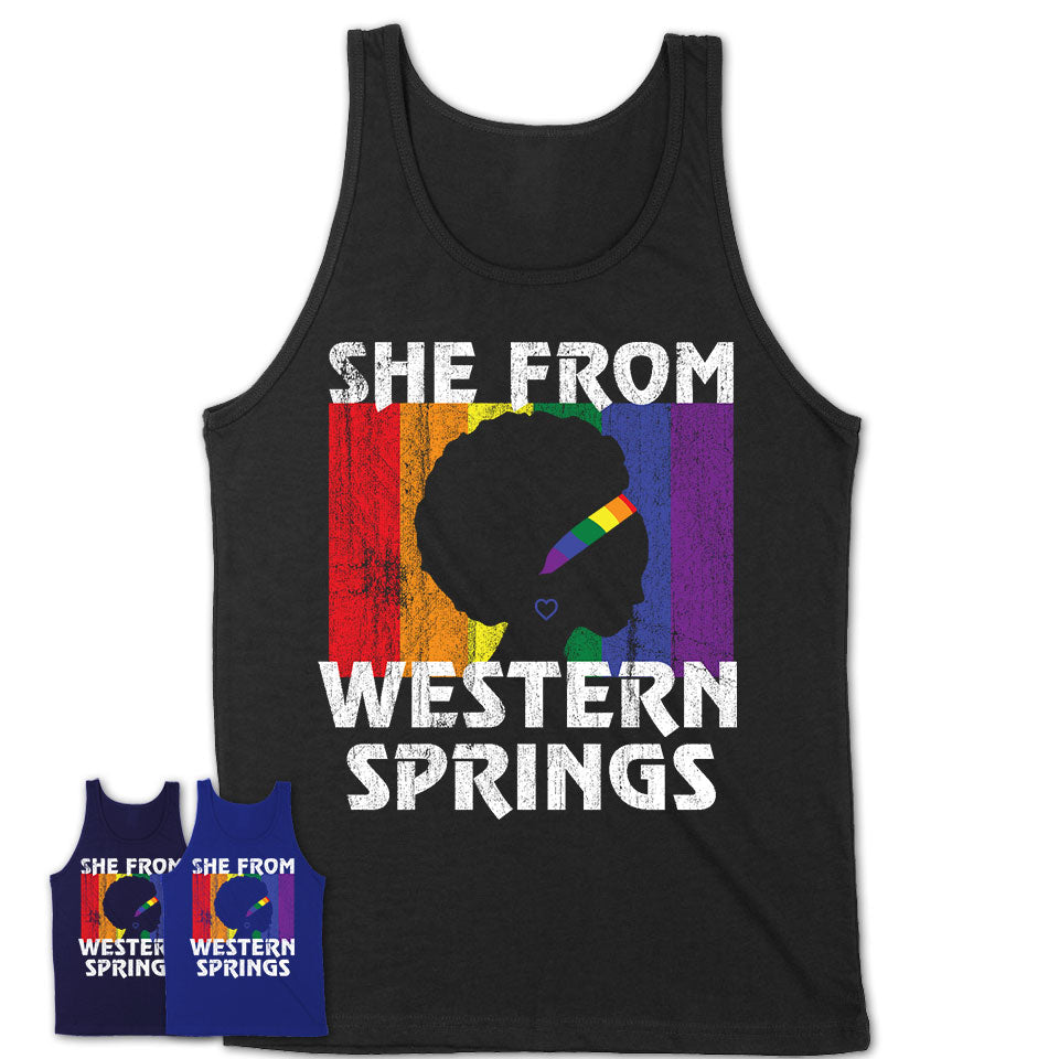 Black Girl She From Western Springs Illinois Shirt LGBT Pride Gift