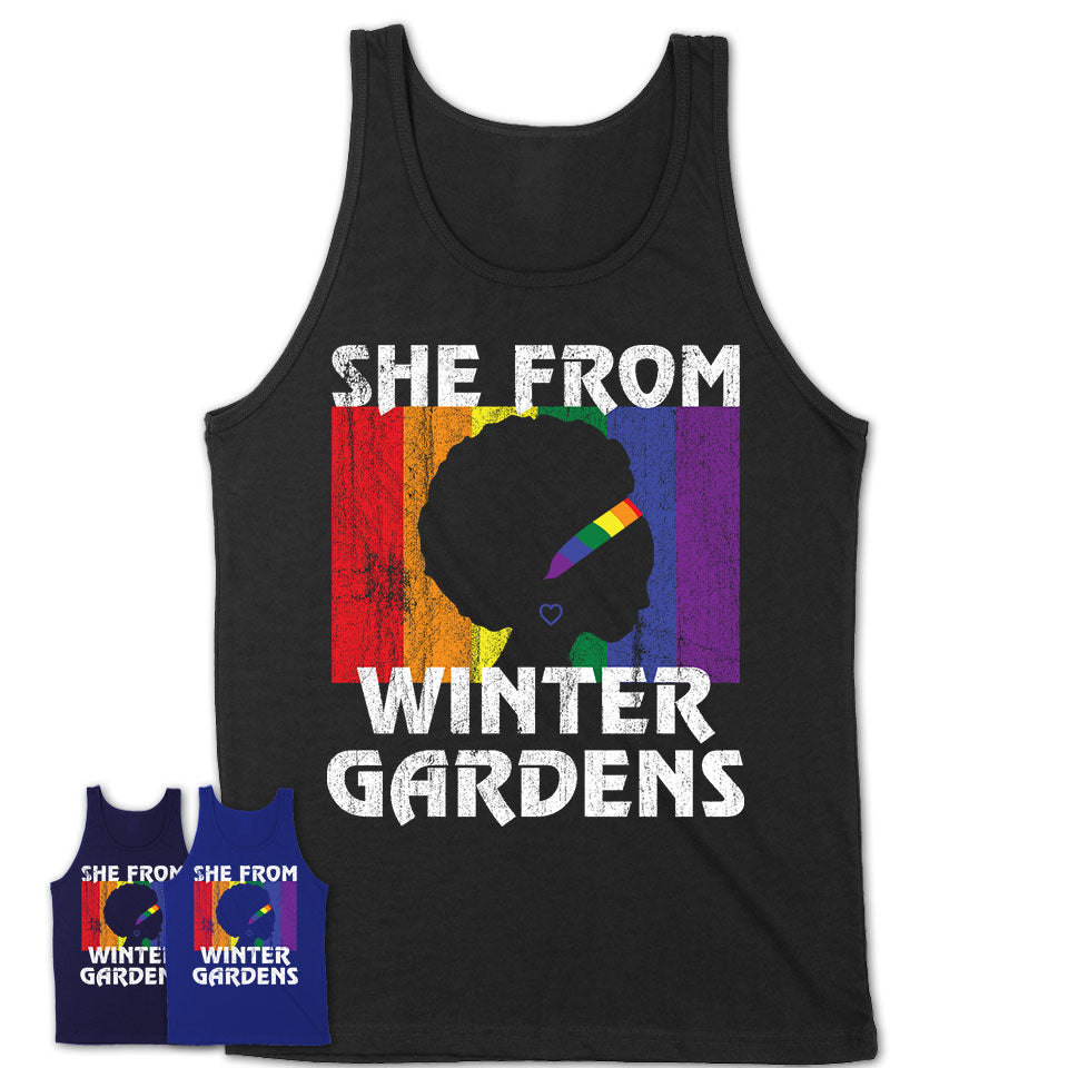 Black Girl She From Winter Gardens California Shirt LGBT Pride Gift