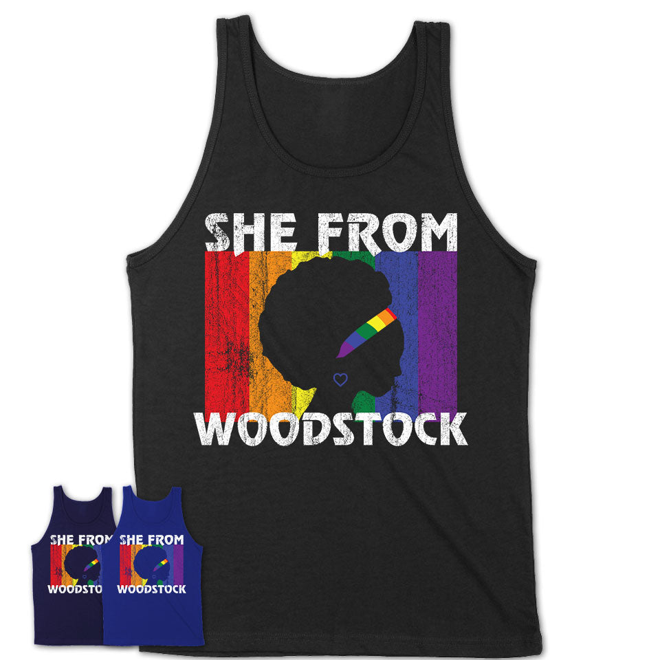 Black Girl She From Woodstock Georgia Shirt LGBT Pride Gift
