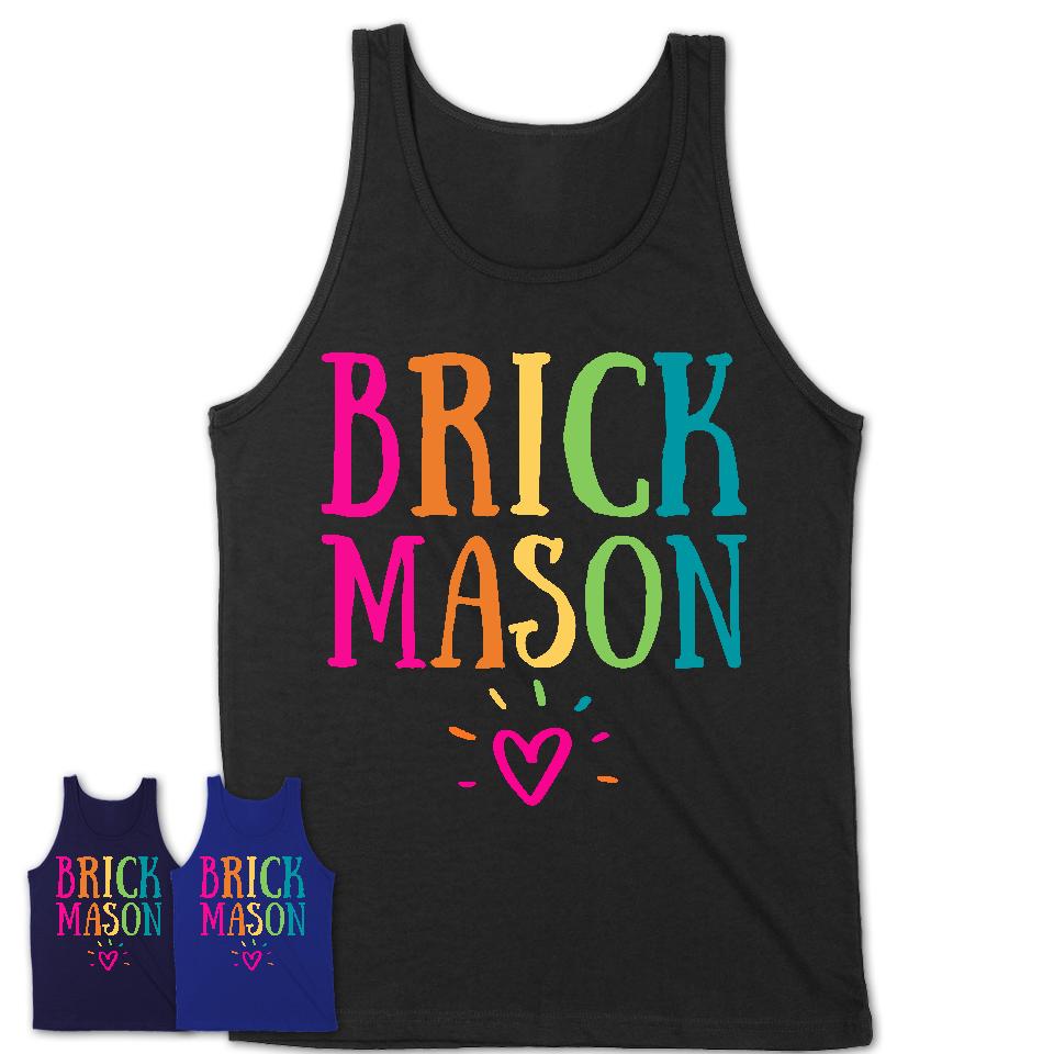 Brick Mason Rainbow Lettering Heart Shirt, Employee Appreciation Gifts