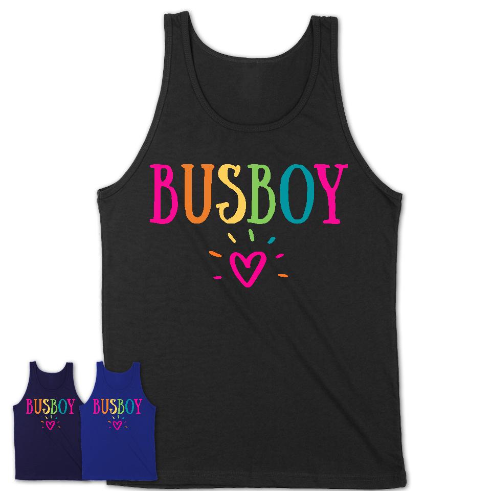 Busboy Rainbow Lettering Heart Shirt, Employee Appreciation Gifts