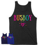 Busboy Rainbow Lettering Heart Shirt, Employee Appreciation Gifts