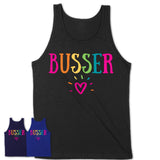 Busser Rainbow Lettering Heart Shirt, Employee Appreciation Gifts