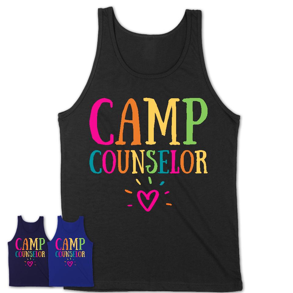 Camp Counselor Rainbow Lettering Heart Shirt, Employee Appreciation Gifts