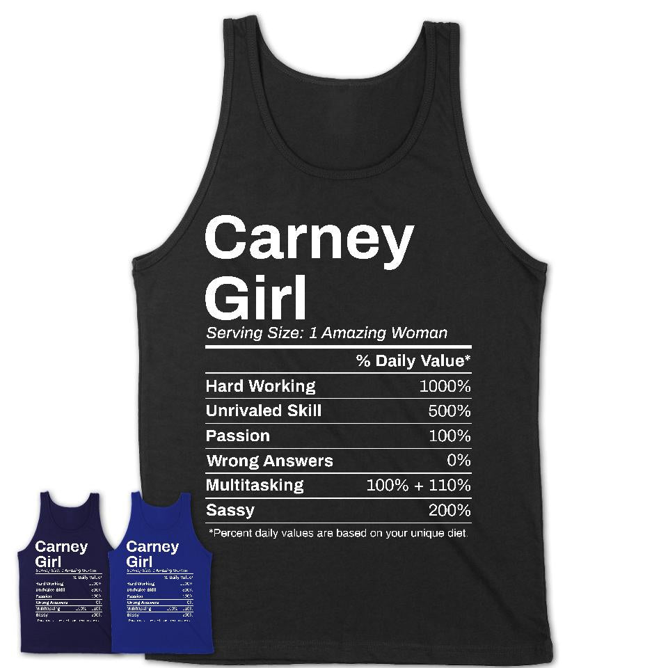Carney Girl Maryland Nutrition Facts Proud Vintage Sport Born Living City Home Roots USA Gift Women T-Shirt
