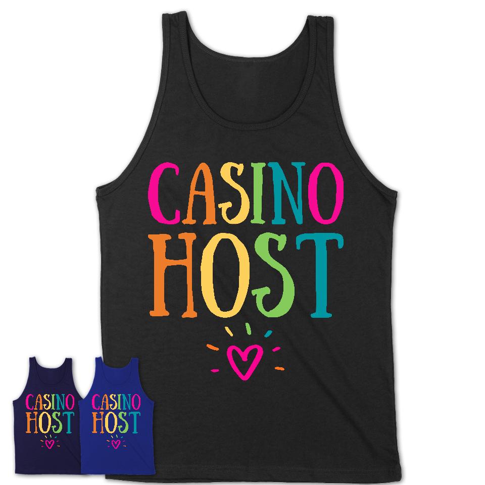 Casino Host Rainbow Lettering Heart Shirt, Employee Appreciation Gifts