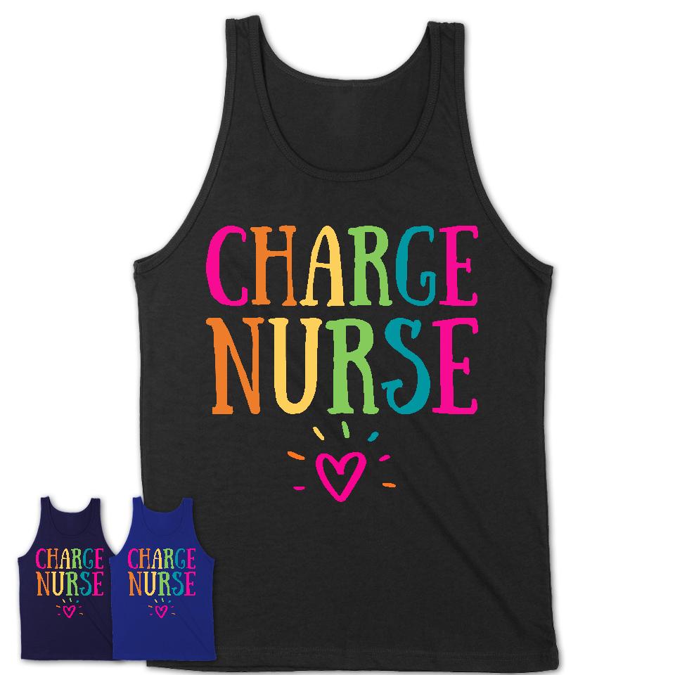 Charge Nurse Rainbow Lettering Heart Shirt, Employee Appreciation Gifts