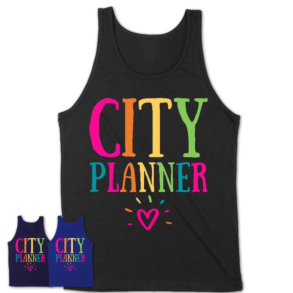 City Planner Rainbow Lettering Heart Shirt, Employee Appreciation Gifts