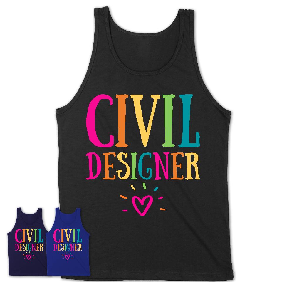 Civil Designer Rainbow Lettering Heart Shirt, Employee Appreciation Gifts