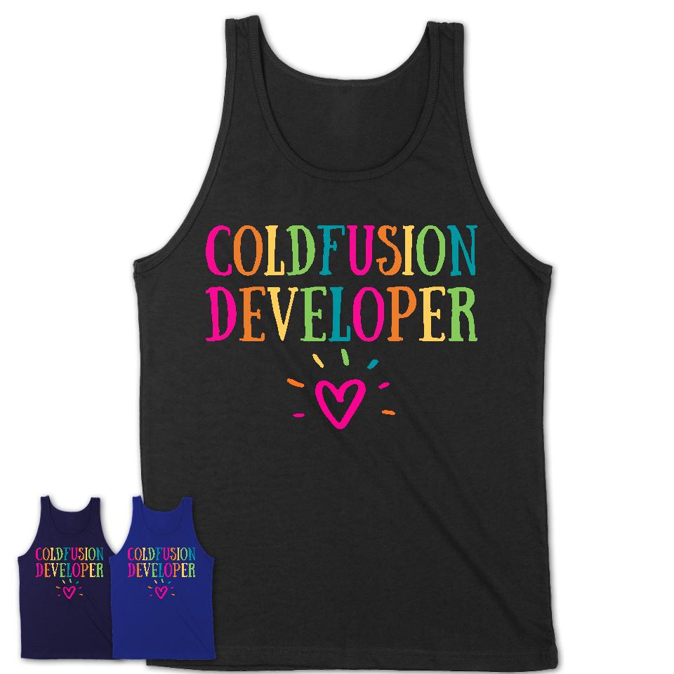 Coldfusion Developer Rainbow Lettering Heart Shirt, Employee Appreciation Gifts