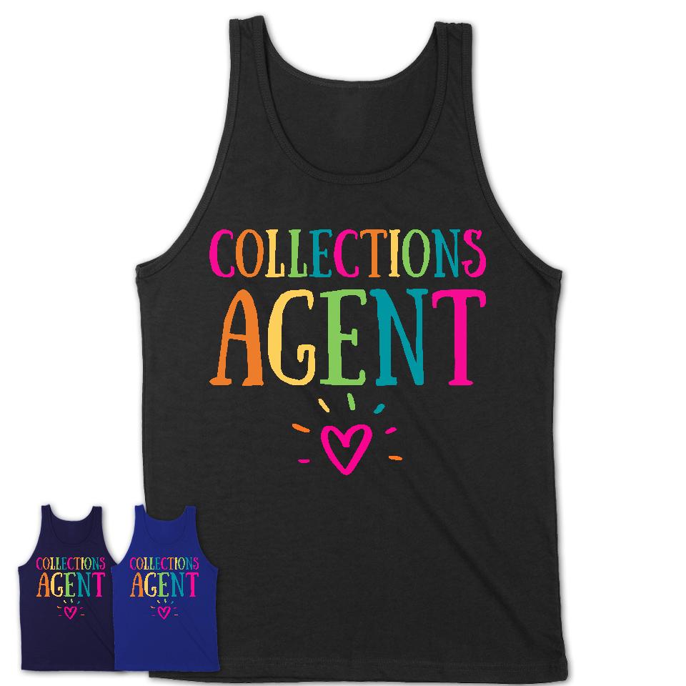 Collections Agent Rainbow Lettering Heart Shirt, Employee Appreciation Gifts