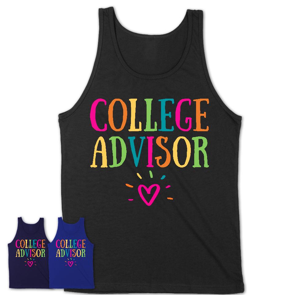 College Advisor Rainbow Lettering Heart Shirt, Employee Appreciation Gifts