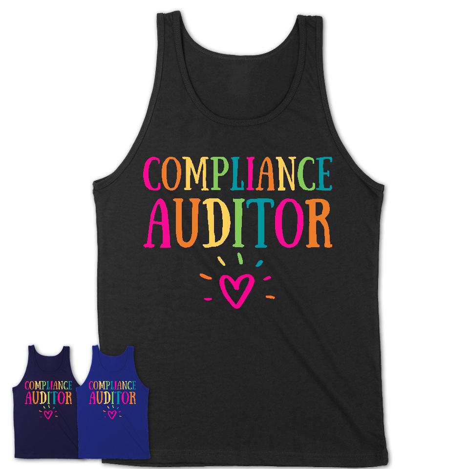 Compliance Auditor Rainbow Lettering Heart Shirt, Employee Appreciation Gifts