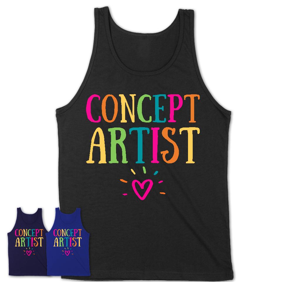 Concept Artist Rainbow Lettering Heart Shirt, Employee Appreciation Gifts