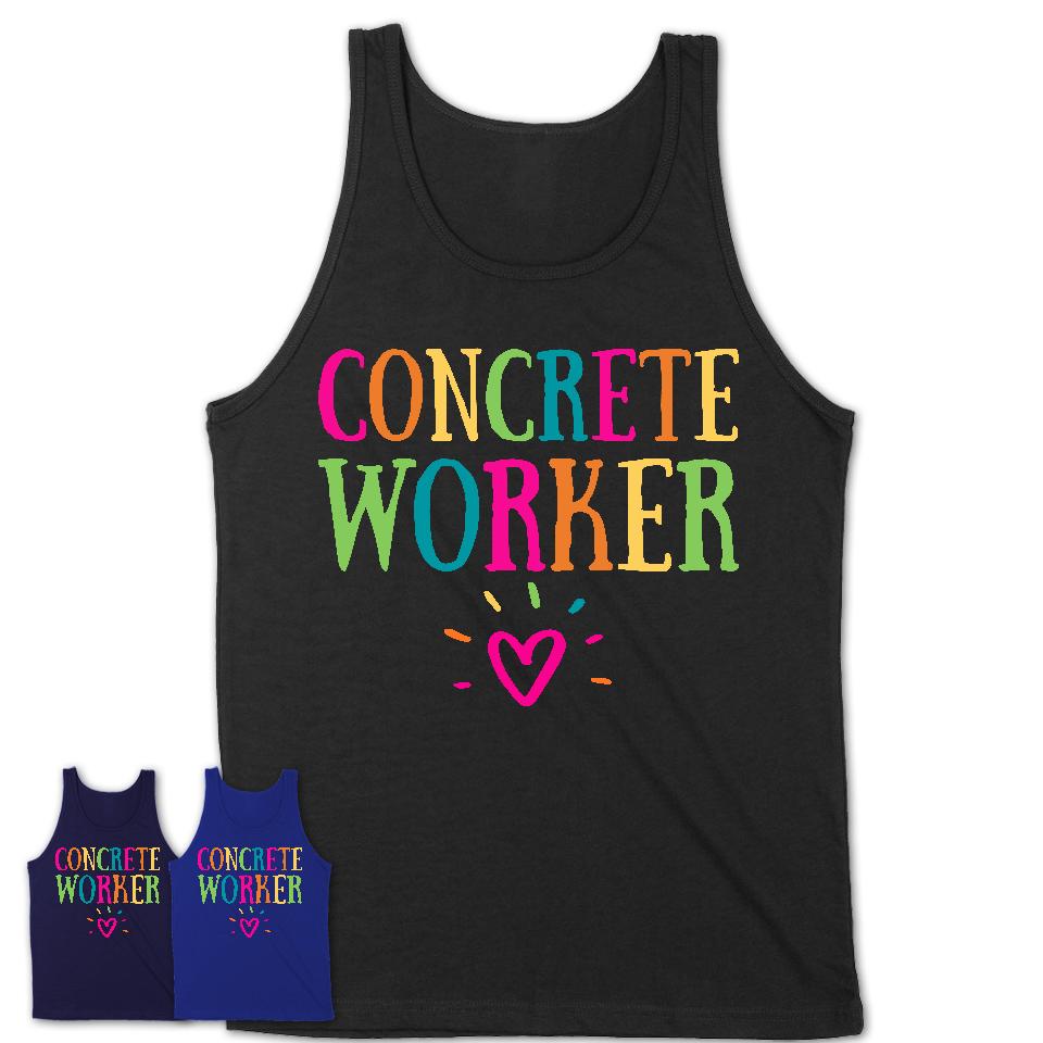 Concrete Worker Rainbow Lettering Heart Shirt, Employee Appreciation Gifts