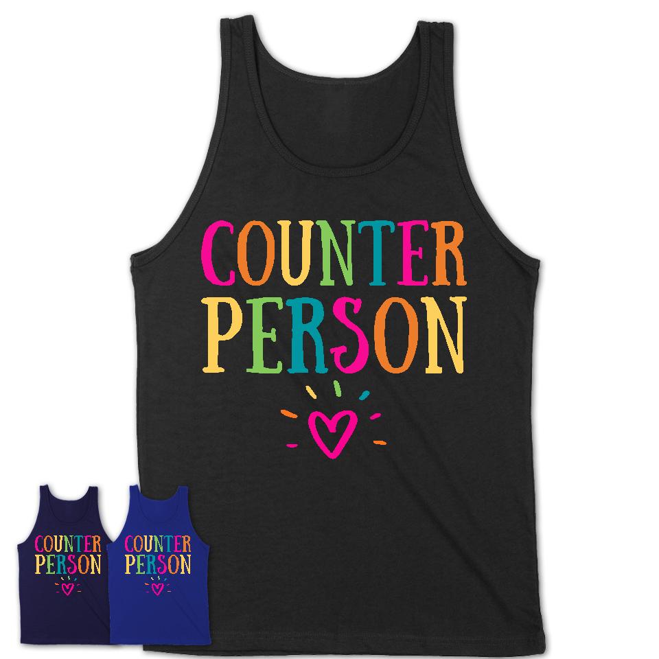 Counter Person Rainbow Lettering Heart Shirt, Employee Appreciation Gifts