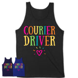 Courier Driver Rainbow Lettering Heart Shirt, Employee Appreciation Gifts