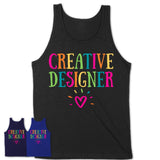 Creative Designer Rainbow Lettering Heart Shirt, Employee Appreciation Gifts